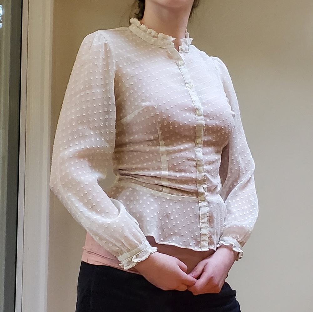 LOFT Peplum Clipdot Blouse